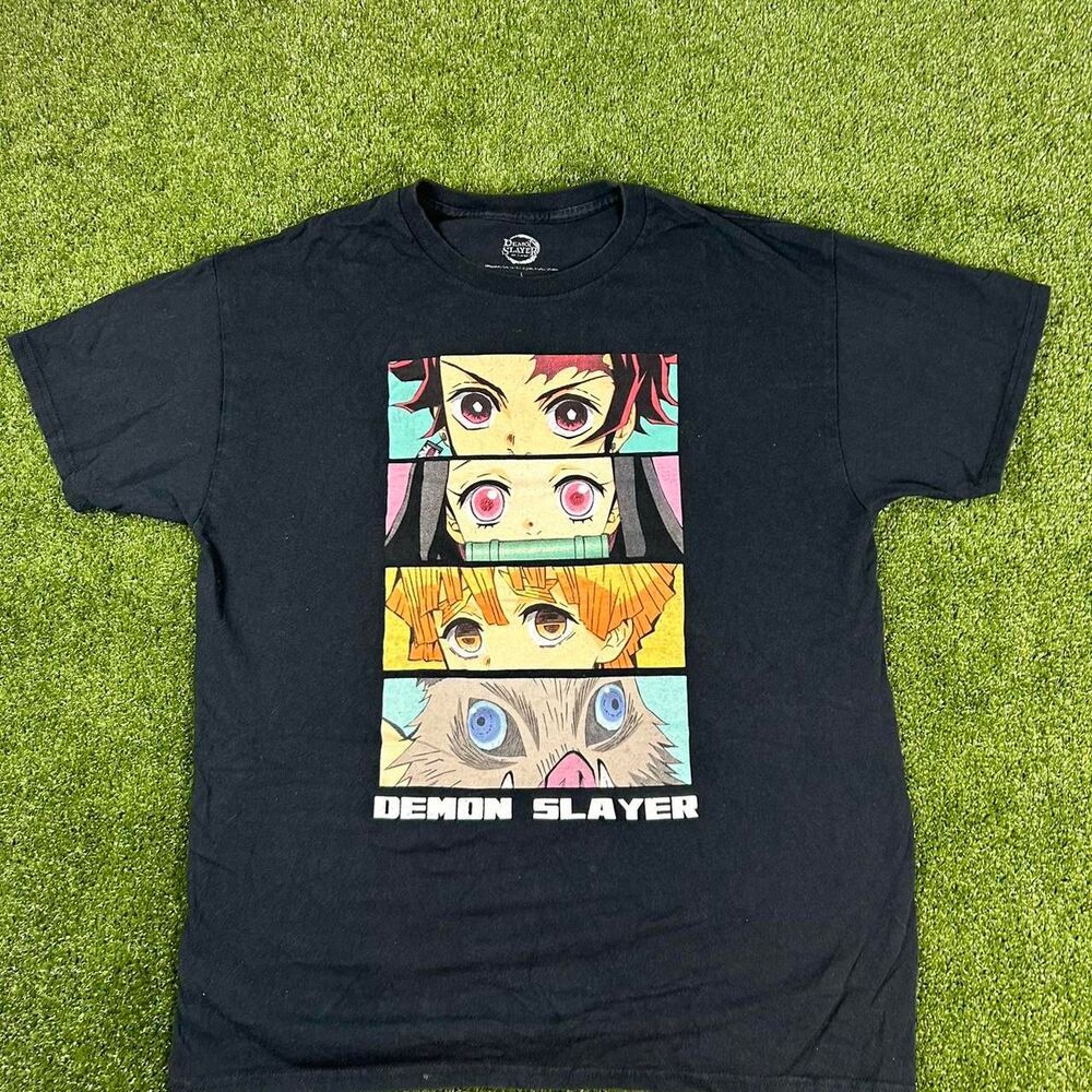 Demon-slayer Men's Black and Navy T-shirt